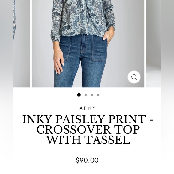 APNY Inky Paisley Print Crossover Top With Tassel - Picture 4 of 14
